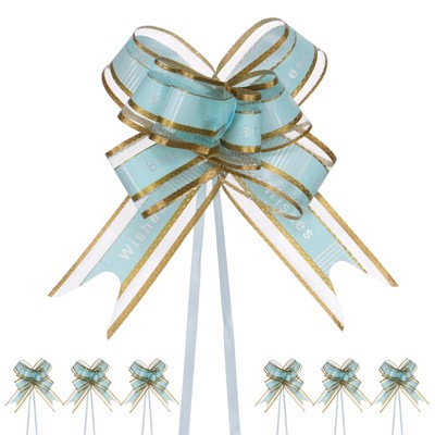 Unique Bargains Plastic Gold Edge Satin Multipurpose Ribbon Pull Bows 20 Pcs