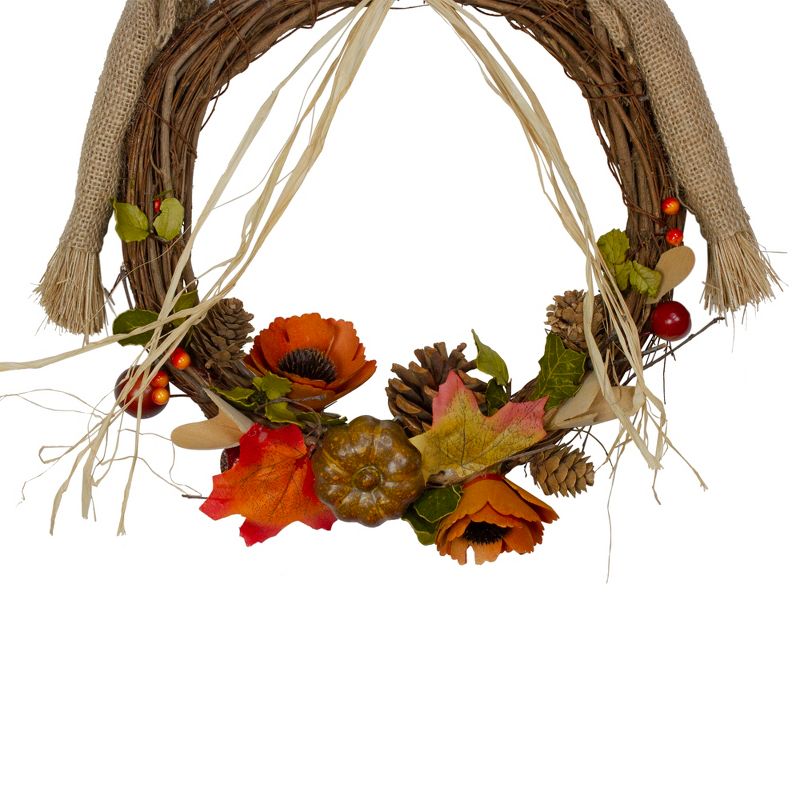 Northlight 20" Tan and Orange Fall Harvest Scarecrow Wreath Wall Decor, 4 of 5