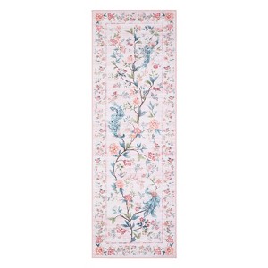 Washable Modern Living Room Rugs with Peacock & Floral Print, Soft Non Slip Bedroom Carpet, Low Pile Dining Room Rugs - 1 of 4