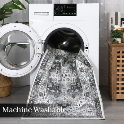 coucheta Non Slip Washable Vintage Distressed Indoor Rug Low Pile Foldable Floral Print Carpet Runner Ultra Soft Traditional Runner