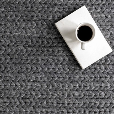 Charcoal Braided Wool and Cotton Handmade Area Rug, 8' x 10'