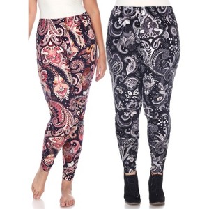 Women's Pack of 2 Plus Size Leggings - One Size Fits Most Plus - White Mark - 1 of 1