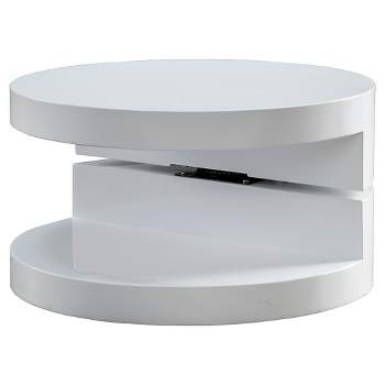 Osto Small Oval Rotatable Coffee Table Glossy White - Christopher Knight Home