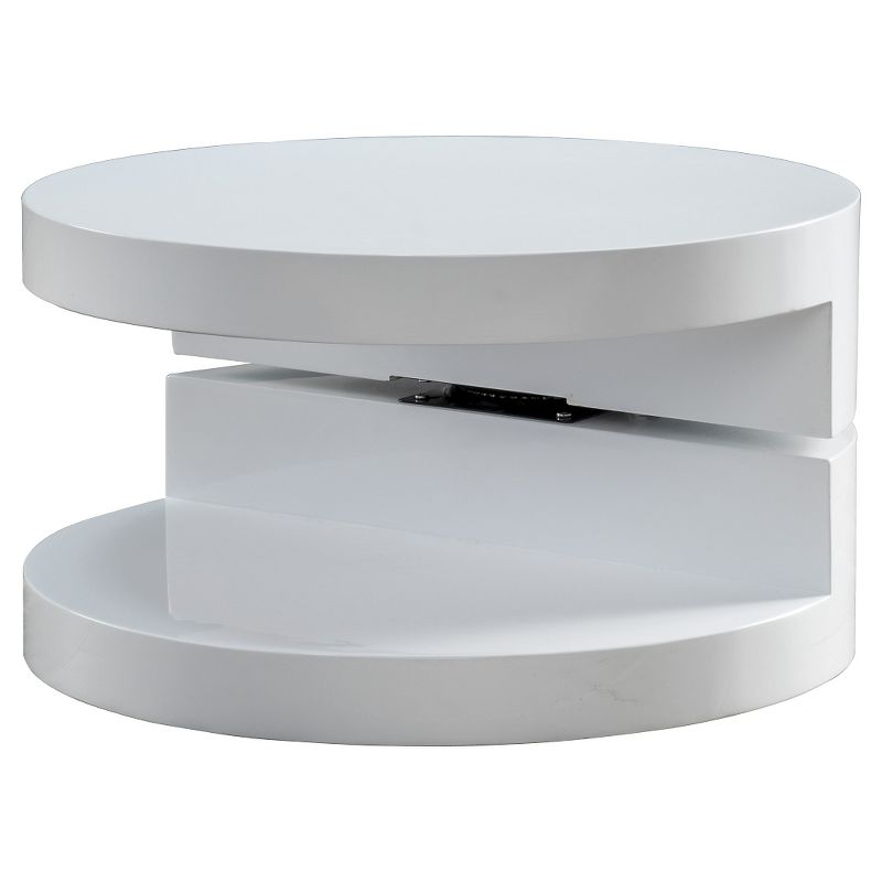 Osto Small Oval Rotatable Coffee Table Glossy White - Christopher Knight Home, 1 of 8