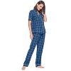 Ashford & Brooks Women's Woven Short Sleeve Shirt and Pajama Pants Set - 2 of 4