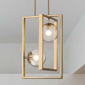 Urban Ambiance Luxury Minimalist Indoor Pendant,  20-1/2''H x 13-1/2"W x 13-1/2''D,  Brushed Bronze Finish, UHP4453 - 1 of 4