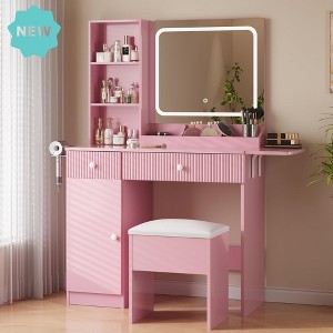 Jojoka LED Lighted Makeup Vanity Desk with Mirror, 3-Mode Dimmable Lights, Charging Station, Storage Drawers & Stool for Bedroom or Dressing Room - 1 of 4
