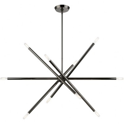 Soho Asymmetrical 10-Light Linear Chandelier in Black Chrome