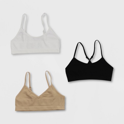 Girls' 3pk Cotton Cami Bra - Cat & Jack™ Gray/white/black : Target