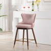 Roundhill Furniture Leland Fabric Upholstered Counter Height Wingback Stools, Pink, Set of 2 - 4 of 4
