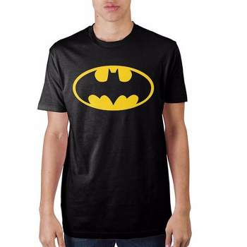 Batman Classic Yellow Bat Logo Black Graphic Tee Shirt T-Shirt