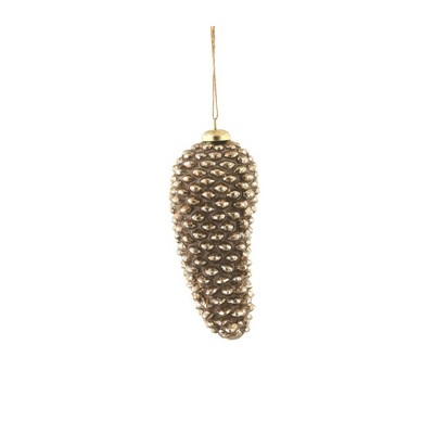 Napa Home and Garden 7" Distressed Finish Glass Pine Cone Christmas Ornament - Gold