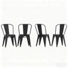 Dyonery 4 black metal chairs, with multi-hole seat designs and backrest arcs that conform to the curves of the human back - 3 of 4