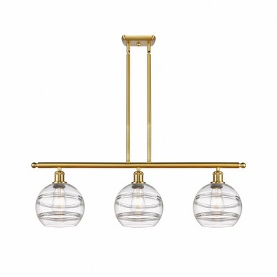 Rochester - 3 Light Stem Hung Island In Industrial Style-10.38 Inches Tall and 36 Inches Wide
