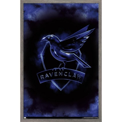 Trends International The Wizarding World: Harry Potter - Ravenclaw  Clubhouse Crest Framed Wall Poster Prints Barnwood Framed Version 22.375 x  34