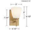 Possini Euro Design Modern Wall Light Sconce Brass Warm Hardwired 5" Wide Fixture White Frosted Glass for Bedroom Bathroom Bedside - 4 of 4