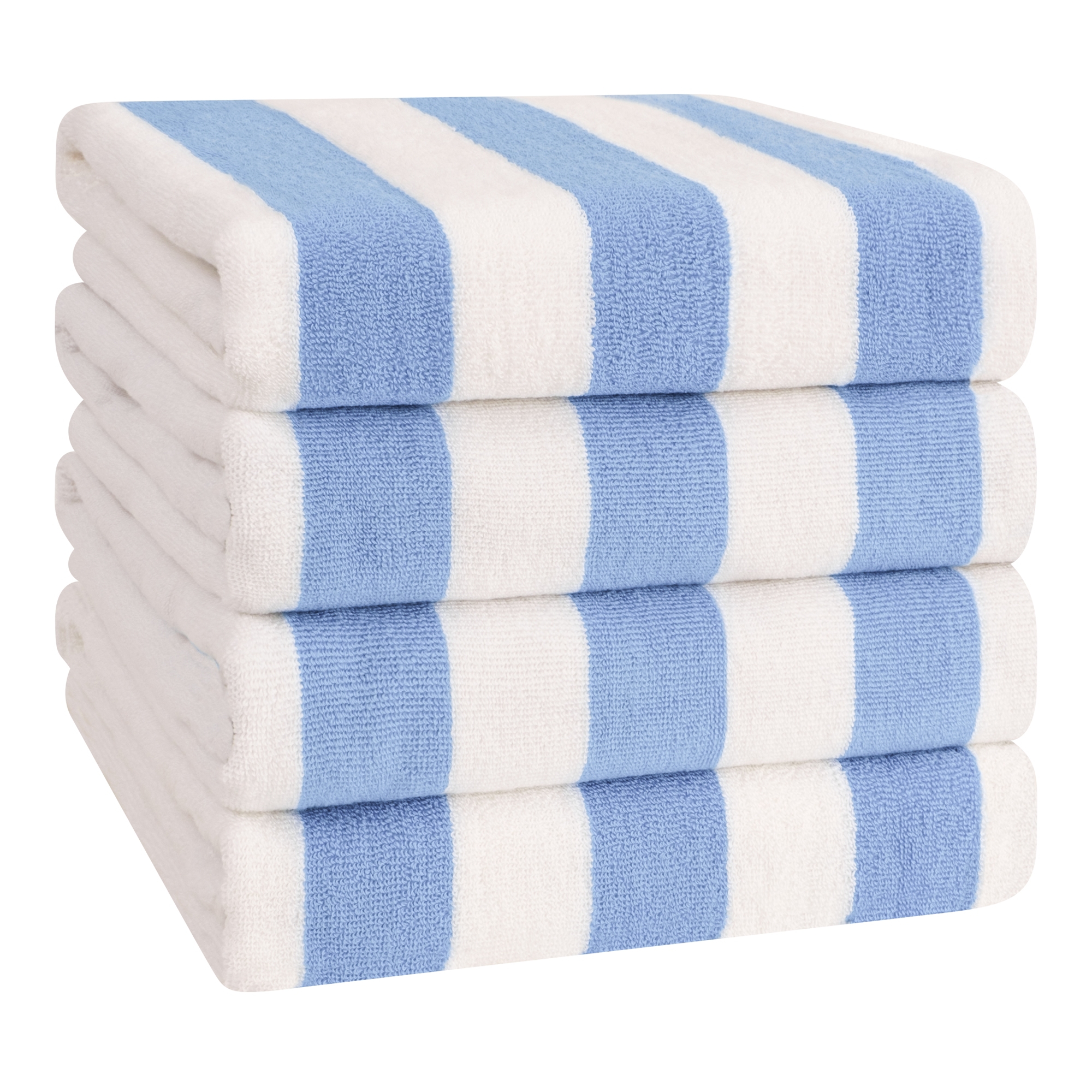 American Soft Linen Beach Towel, 100% Cotton Cabana Striped Beach Towel, 30 in by 60 in Soft Absorbent Beach Pool Towel , Sky Blue