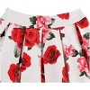 Women's Vintage Floral Midi Skirt - Pleated A-Line Skirt with Pockets A-white-rose - 3 of 4