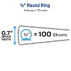 Avery Economy View 3 Ring Binders, 0.5" Round Rings, 100 Sheet Capacity, 0.7" Wide Spine, White Binders (4-Pack of 05750) - 2 of 4