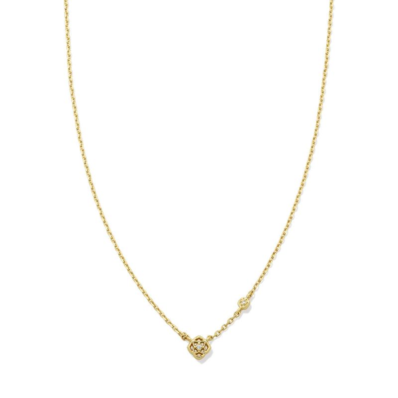 Kendra Scott Tiny Iris Cubic Zirconia Pendant Necklace - Gold/White One Size