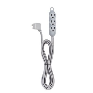 Globe Electric 12' 3 Outlet Extension Cord Gray: Indoor 12 ft Electrical Cord, 16 AWG, ETL Listed, 13 Amps - 1 of 3