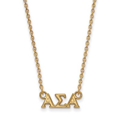 Black Bow Jewelry 14k Yellow Gold Plated Sterling Silver Alpha Sigma Alpha Greek Life Necklace 18 Inch