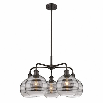 Rochester - 5 Light Stem Hung Chandelier In Industrial Style-15.38 Inches Tall and 26 Inches Wide