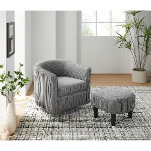 Kumasinova 360° Swivel Accent Chair with Ottoman, Corduroy Fabric Recliner Arm Chair, Single Sofa Chair with Rubber Wood Frame - 1 of 4