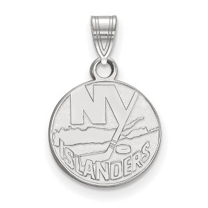 Black Bow Jewelry 14k White Gold New York Islanders NHL Small Pendant - 1 of 3
