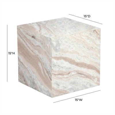 Keira 15'' White Marble Square Side Table