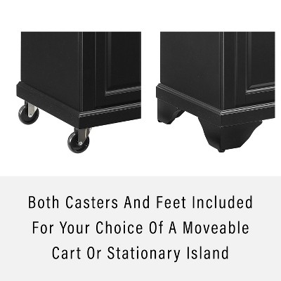 Avery Distressed Black Kitchen Island with Faux-Marble Top