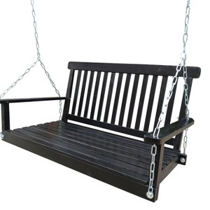 CAVINAS 800lbs Rustic Patio Swing Bench Indoor Outdoor,Patio Hanging Swing for Garden Porch&Backyard,Wooden Outdoor Porch Swing - 1 of 4