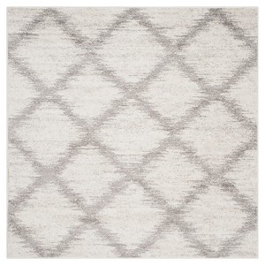 Ivory/Silver Geometric Loomed Square Area Rug - (6