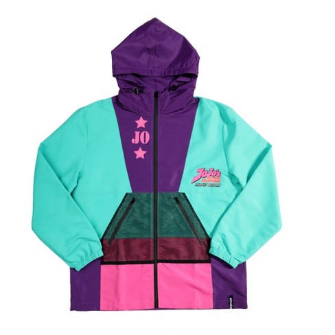 Jojo’s Bizarre Adventure Stardust Crusaders Noriaki & Jotaro Long Sleeve Colorblock Hooded Anorak - image 1 of 4