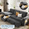 84 Inch Sleeper Sofa Couch, L-Shaped Sofa, Convertible Pull Out Sofa Bed with Storage, Charging Station, Led Lights, Modern Sectional Sofa - 4 of 4