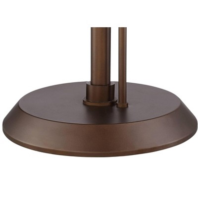 Adjustable Bronze Arc Floor Lamp with Gooseneck Reading Light