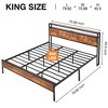 VECELO Queen/King Size Bed Frame with Wooden Headboard, Metal Bed Platform No Box Spring Needed with Heavy Duty Steel Slat, Brown - 3 of 4