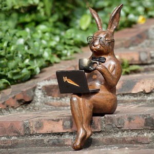 SPI Home Coffee Break Garden Ledge Sitter – 16" Whimsical Sculpture, Relaxed Outdoor Figurine for Patio or Shelf Display - 1 of 3