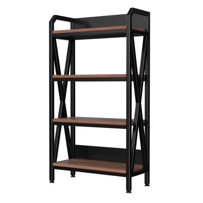 Lycvki Mental and Wooden Bakers Rack 4-Level Storage Shelves for Kitchen Organizers