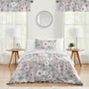 Sweet Jojo Designs Girl Twin Comforter Bedding Set Watercolor Floral Grey Pink 2pc - 2 of 4