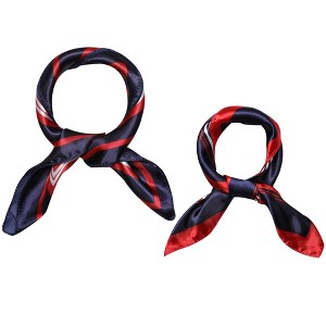 Elerevyo Women's Satin Square Neck Scarves Head Neckerchief Hair Wrap 2Pcs 19.6"x19.6" - 1 of 4