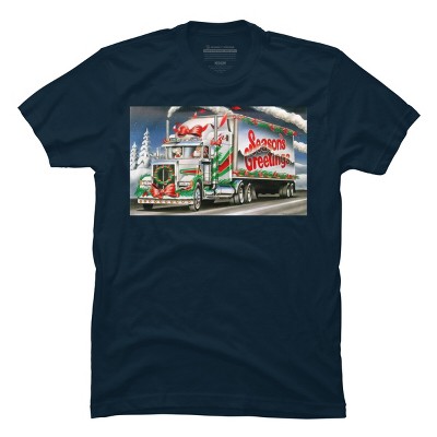 Men's Design By Humans Truck Driver Christmas Shirt Seasons Greetings By Galvanized T-Shirt