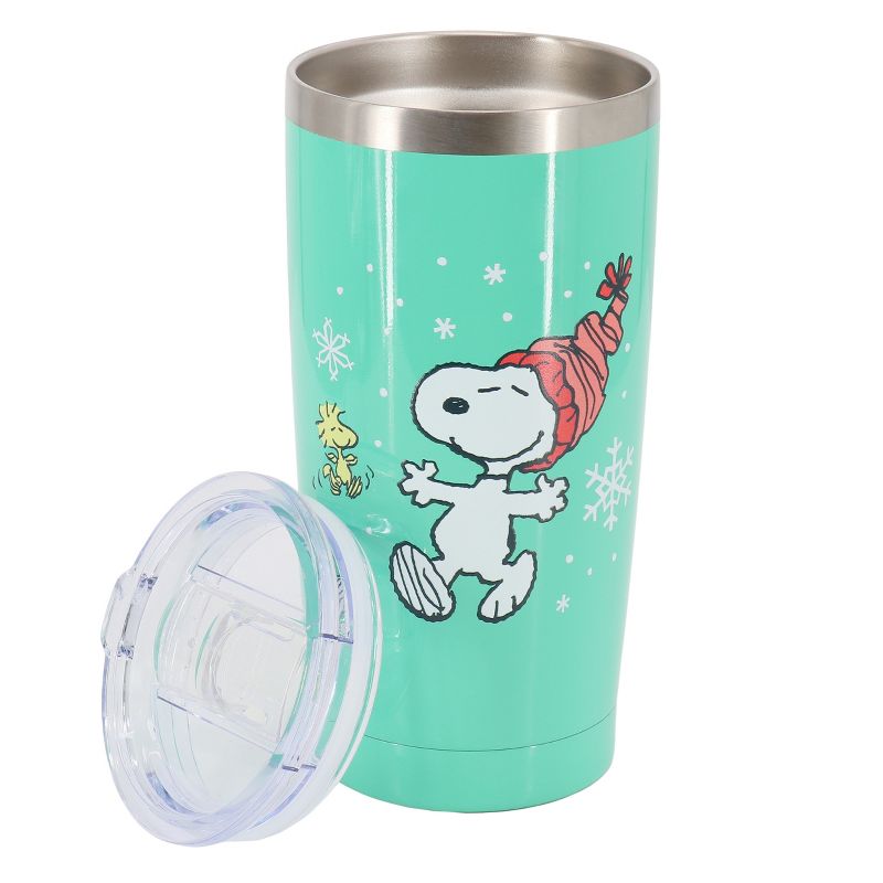 Peanuts Snoopy and Woodstock Joy 20 Ounce Stainless Steel Travel Tumbler with Clear Lid in Mint Green, 2 of 6