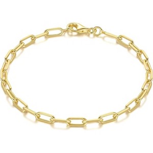 14K Gold Paperclip Chain Bracelet, Dainty Stackable Jewelry Adjustable 6.5-9 Inch for Men and Women - 1 of 4