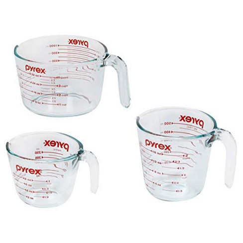 Clear Plastic 1 Cup Measuring Cups (3 Pack) grip handle 8 oz