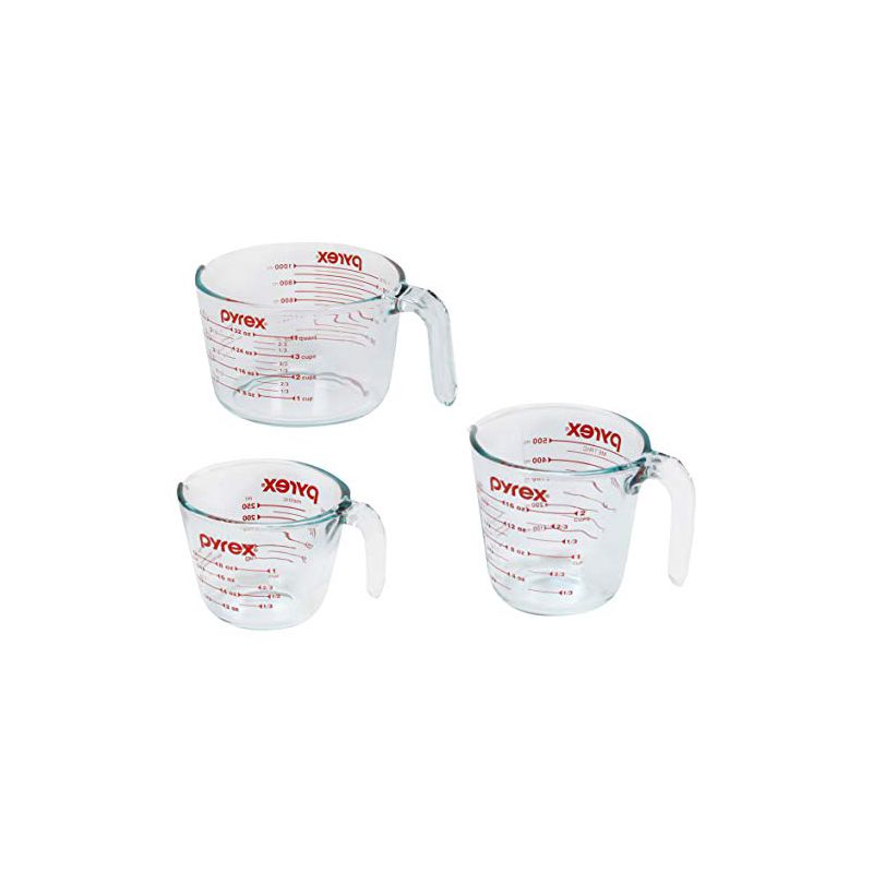 Pyrex Glass Measuring Cup Set (3-Piece, Microwave and Oven Safe),Clear, 1 of 6