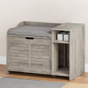 Modern Cat Litter Box Enclosure,Hidden Litter Box Cabinet with Washable Mat & Storage Shelf - 1 of 4