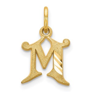 Black Bow Jewelry 14k Yellow Gold, Isabelle Collection, Mini Letter M Initial Charm - 1 of 4