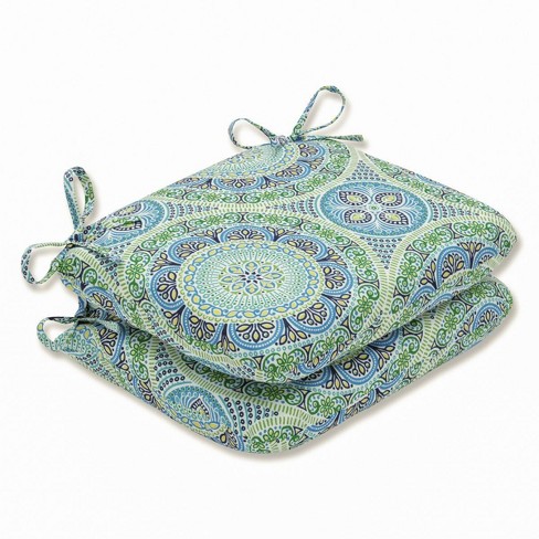 Outdoor/indoor Delancey Blue Seat Cushion Set Of 2 With Ties - Pillow ...