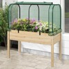 Costway Wood Raised Garden Bed with Greenhouse Cover Mini Portable Greenhouse Kit Green/White+Gray/Beige - 2 of 4